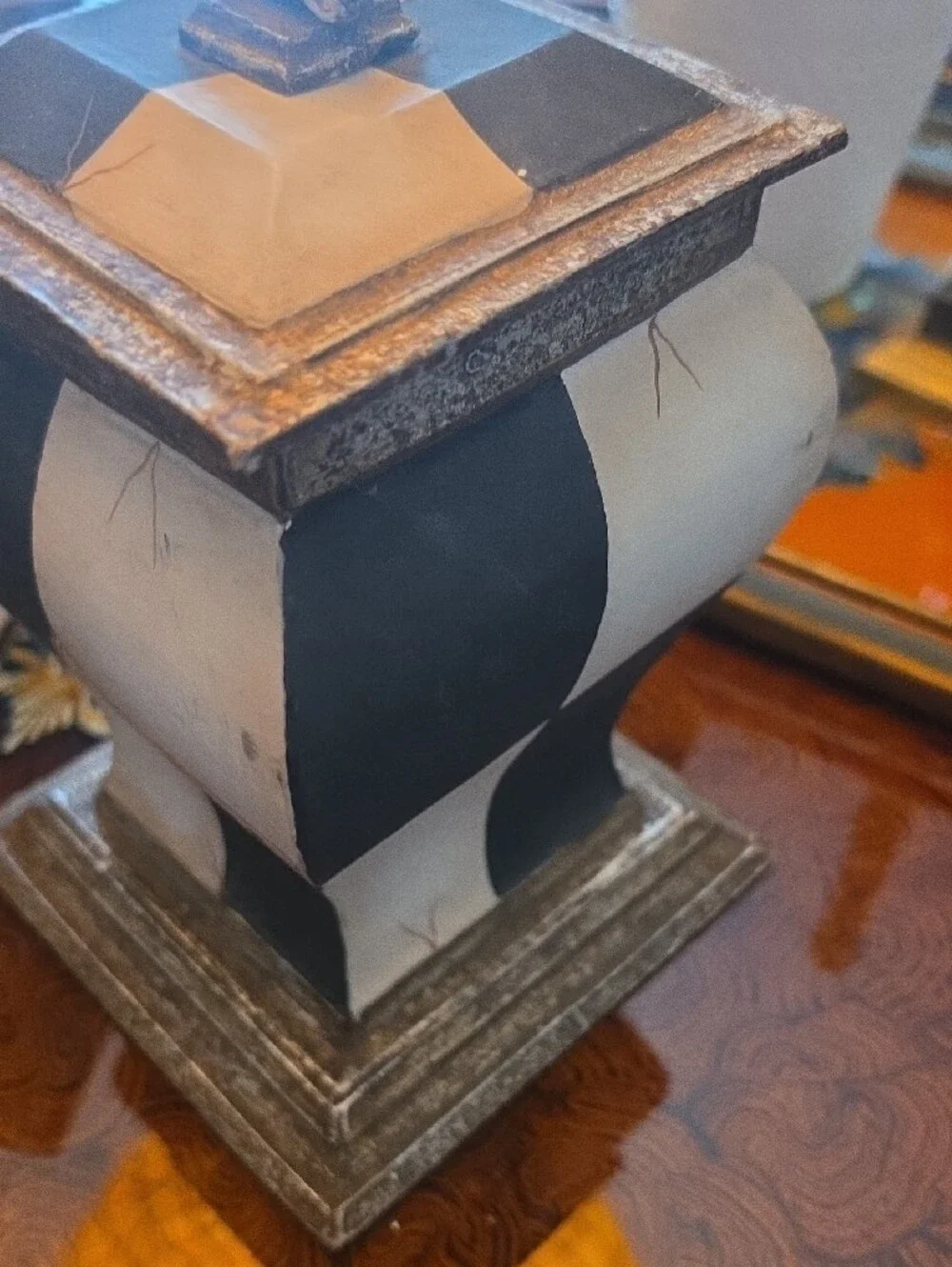 Decorative Fleur de Lis Black and White Accent Canisters